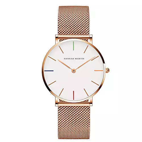 HANNAH MARTIN Reloj de Cuarzo para Mujer Banda Malla Acero Inoxidable Ultra Delgado