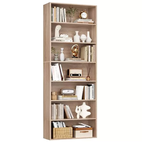 FirFurd 209.5cm Estanterías Almacenaje Madera, Librería con 7 Baldas