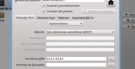 Diálogo de configuración en KDE