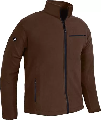ACE Chaqueta Polar - Cálida Chaqueta Outdoor para Hombre - Chaqueta para Hombre sin Capucha - Cremallera y Tres Bolsillos - Marrón - M
