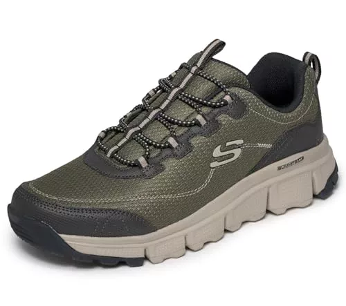 Skechers Hombre Summits At Triple Bridges Zapatillas, Olive Textile/Synthetic/Trim, 44 EU
