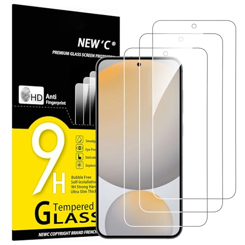 NEW'C 3 Piezas, Protector Pantalla para Samsung Galaxy S24 FE 5G, Cristal templado Antiarañazos, Antihuellas, Sin Burbujas, Dureza 9H, 0.33 mm Ultra Transparente, Ultra Resistente
