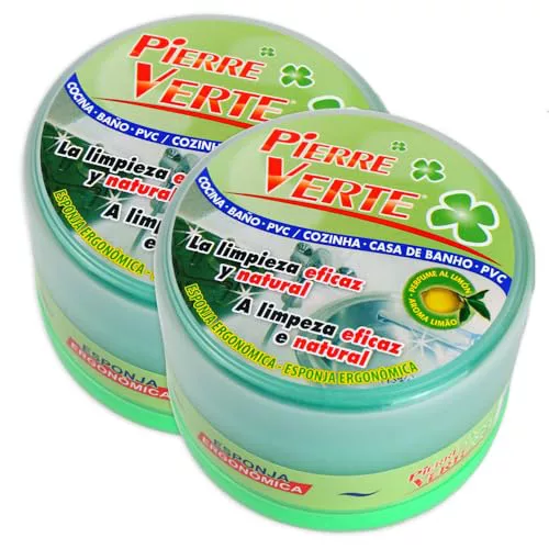 Passat 2 uds. Pierre Verte Arcilla Blanca de Limpieza, Piedra Blanca Limpieza, Producto de Limpieza Multiusos, 200 gr, Aroma Limón, Esponja Incluida