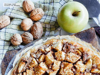 Tarta de manzana y chocolate. Receta fácil de postre
