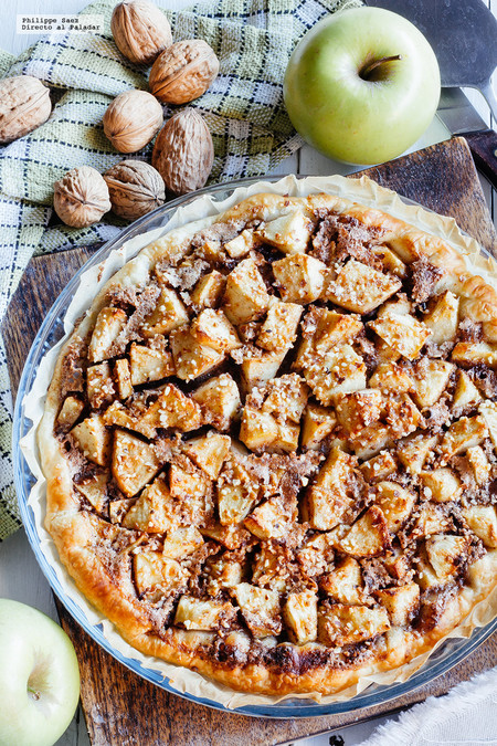 Tarta de manzana y chocolate. Receta fácil de postre