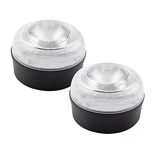 Jocca - Set 2 Luz de Emergencia Coche V16 Homologada DGT | Helpflash | Sustituye a Triángulos | Base Magnética Antideslizante | Baliza Emergencia Coche | 8 Leds de 1W Cada