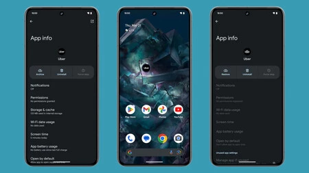 Android 15 でアプリをアーカイブします。Mishaal Rahman によるスクリーンショット