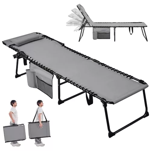 Yaheetech Cama de Camping Plegable con Cojín y Bolsillo Lateral