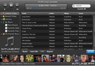 Intune.fm, el "iTunes" de Facebook