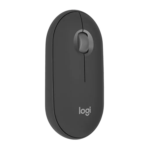 Logitech Pebble Mouse 2 M350s, estilizado ratón inalámbrico Bluetooth, ligero, personalizable, clics discretos, Easy-Switch, Windows, macOS, iPadOS, Android, ChromeOS - Grafito
