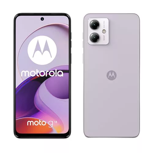 Motorola Moto g14 スマートフォン、8/256、6.5 インチ フル HD+ スクリーン、50MP カメラ システム、ドルビー アトモス オーディオ、Android 13、5000 Mah バッテリー、オクタコア プロセッサー、デュアル SIM、ライラック (ES/PT バージョン)