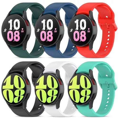 BDIG 6 piezas Pulsera compatible con Samsung Galaxy Watch 7/4/6/5 40mm 44mm/Watch 5 pro 45mm, Galaxy Watch 6/4 Classic 43mm 47mm 42mm 46mm, 20mm Correa deportiva de silicona para mujeres y hombres.