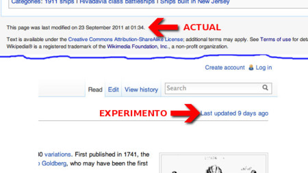 Wikipedia experimenta con una nueva forma de mostrar la fecha de actualización de los artículos