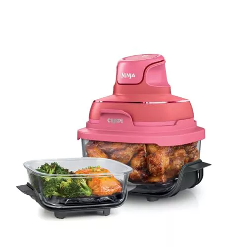 Ninja CRISPi, Freidora de Aire Portátil de Cristal, 4 en 1, Cereza