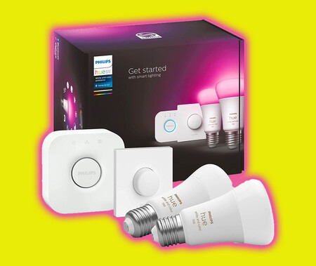 Ideal para principantes: este kit de Philips con dos bombillas, un Hub y un pulsador, roza su precio más bajo en Amazon