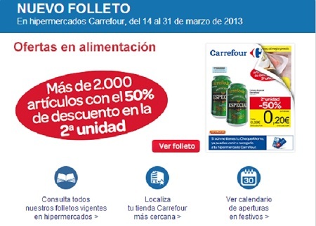 Aprovecha la promoción 'segunda unidad al 50%' en los hipermercados Carrefour hasta finales de marzo