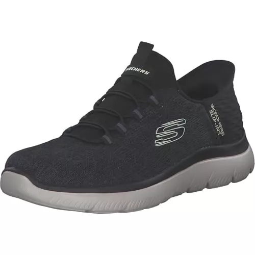 Skechers Hombre Summits Key Pace Slip-In ENTRENADOR, Black Mesh W, 45 EU
