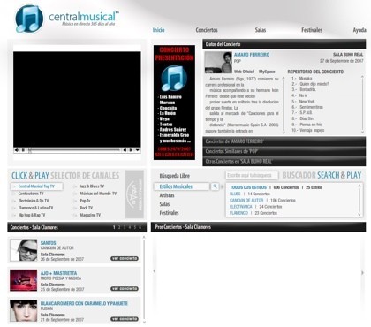 Centralmusical, salas de conciertos en directo a través de la web