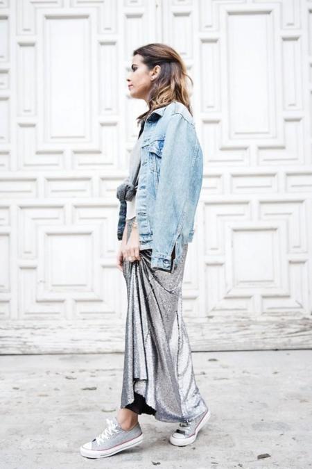 Sequined Maxi Skirt Casual Party Outfit Sweatshirt Converse Urban Outfitters Collage Vintage 5karen Millen Chrismas Wishlist Collage Vintage Leather Skirt Burgundy Bag Silver Blazer Outfit Street Style