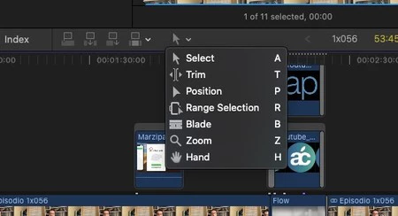 Herramientas de trabajo en FCPX