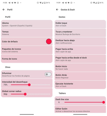 Opciones Personalizacion