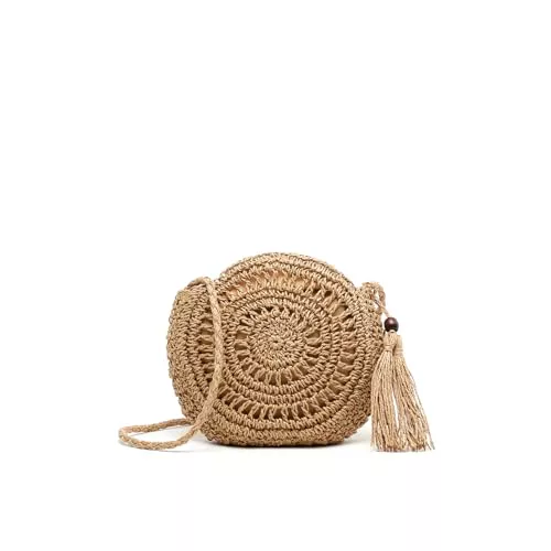 MISAKO Roundy bolso bandolera redondo efecto rafia