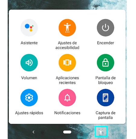 Android P のアクセシビリティ メニュー