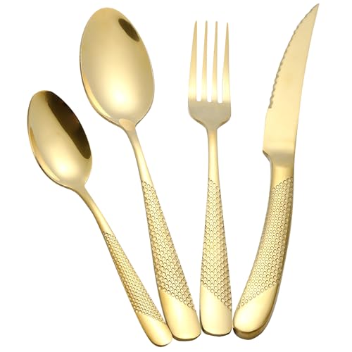 Juego de cubiertos dorados de 24 piezas