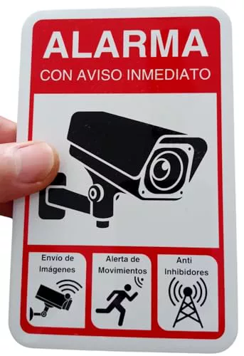 LEIASA Cartel Zona Videovigilada - 9x14 cm - Aluminio Reflectante - Placa Adhesiva - Grosor 0,6 mm - Cartel Videovigilancia - Impresión UV - Resistente Exterior - Señal Alarma Disuasorio