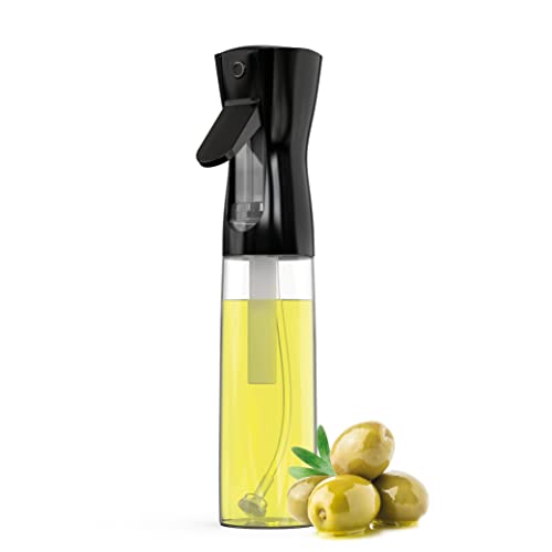 Pulverizador Aceite. Spray Aceite Cocina 300 ml Dispensador de Aceite Spray en Botella Dosificador de Aceite Oliva Vaporizador de Aceite y Vinagre para Cocinar (1 Black, Negro)