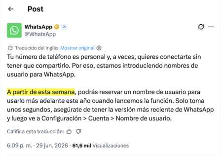Reservar Nombre De Usuario Whatsapp