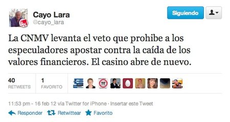 El casino financiero de la bolsa, abre de nuevo; según Cayo Lara