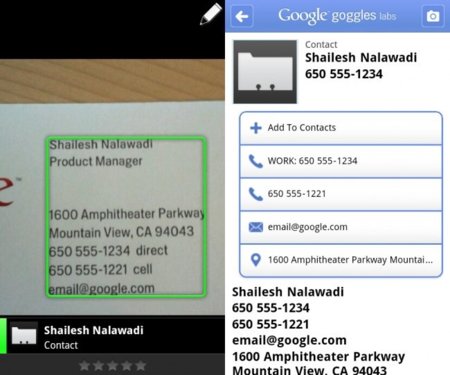 Google Goggles 1.4 para Android te ayuda a organizar tus contactos