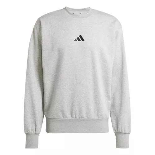 Adidas Uomo Essentials FEELCOZY Fleece Sweatshirt, Medium Grey Heather/Black, S