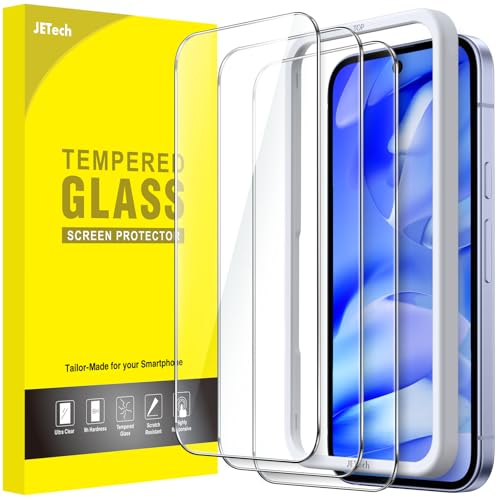 JETech Protector de Pantalla para Google Pixel 9a 6,3 Pulgadas 2025, Cristal Vidrio Templado con Marco de Instalación Fácil, Compatible Huellas Dactilares, HD Clara, 3 Unidades