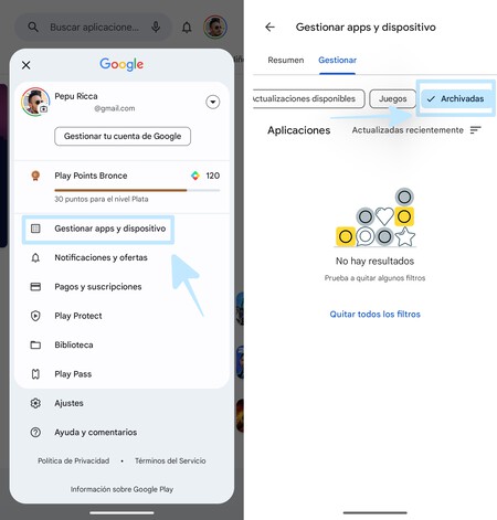 Archivar Apps Google Play Lista