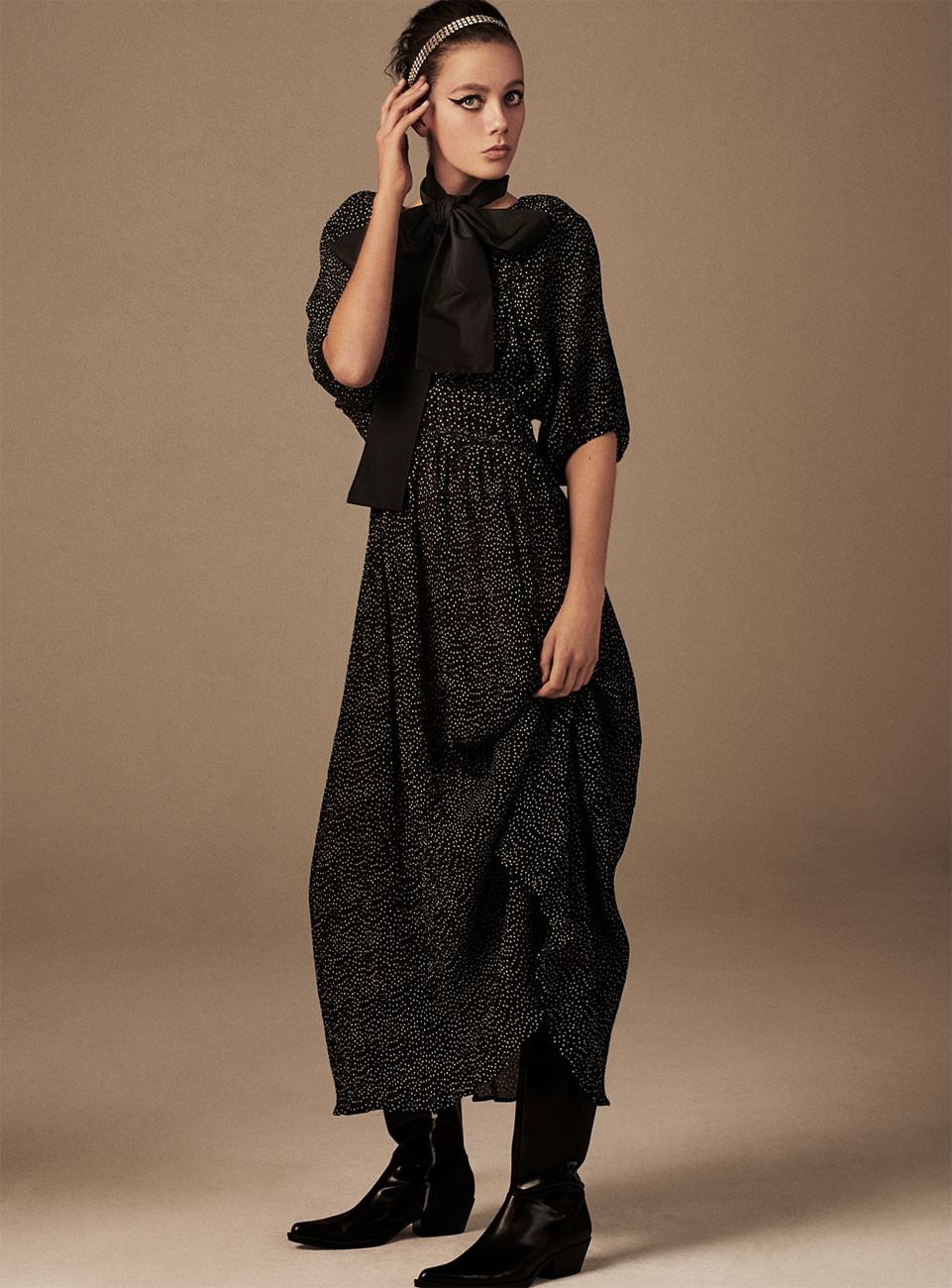 Robe Zara TRF Collection Slim Rose Et Noir Floral - Taille S, Occasion En Parfait état