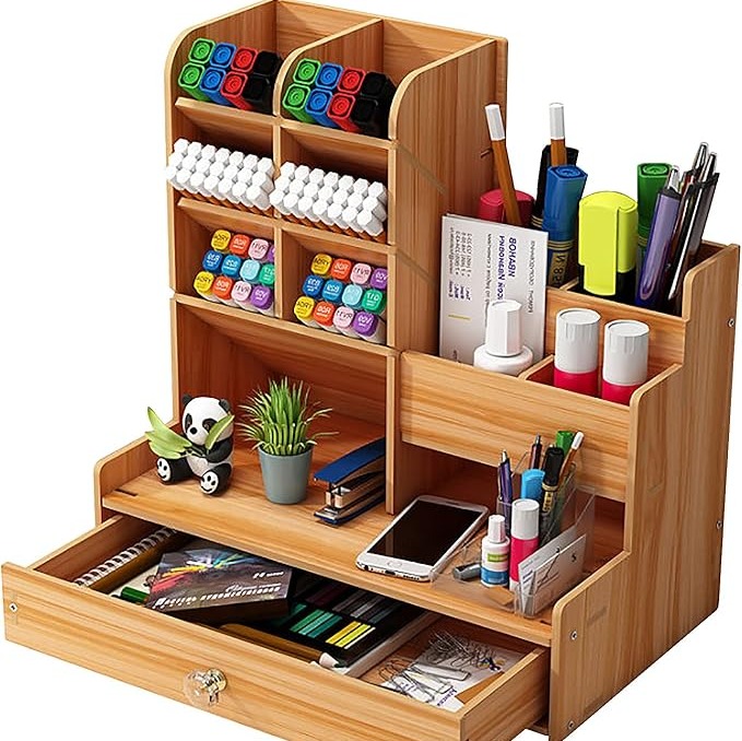 Hggzeg Organizador de escritorio de madera para escritorio DIY