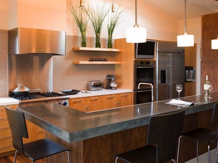 17 cocinas modernas con encimera de cemento Cocinas empotradas lineales pequeñas