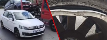 Este vídeo es la prueba del estado de las carreteras españolas. Un socavón que ha salido en Marbella por la lluvia revienta las ruedas de 10 coches en un rato