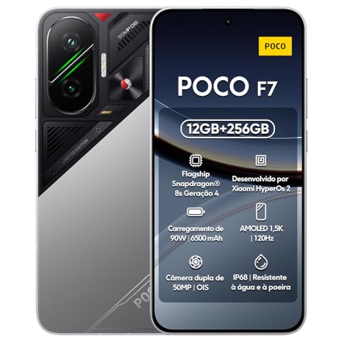 XIAOMI POCO F7 - Smartphone de 12+256GB, Cámara Sony de 50 MP con OIS, Pantalla AMOLED de 6,83'' 1.5K a 120Hz, Snapdragon 8s Gen 4, Hypercharge 90W, Cargador no Incluido, Plata (Versión ES)