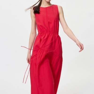 Vestido lino mezcla sin mangas
