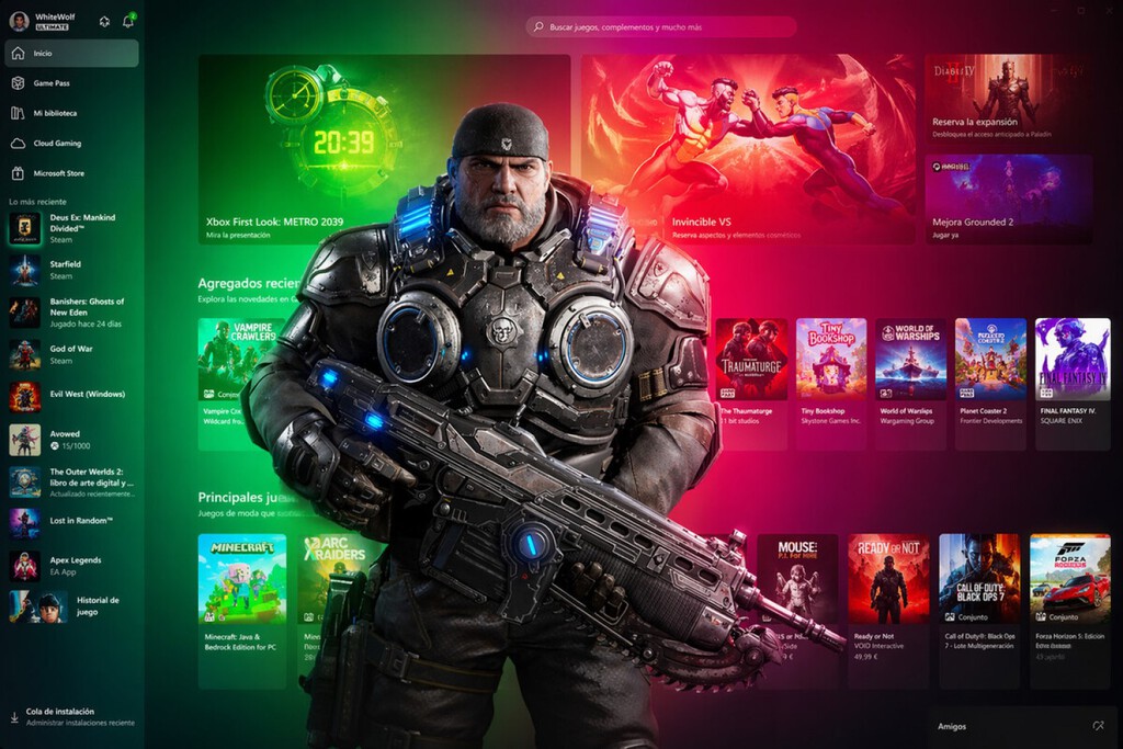 Xbox Cloud Gaming interfaz