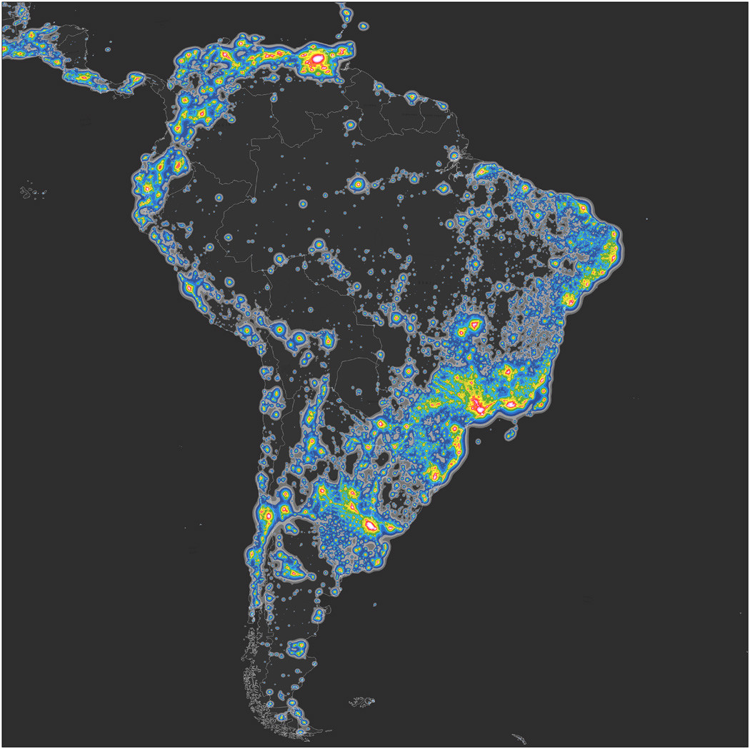 La contaminación lumínica mundial, ilustrada en este mapa sobre la ...