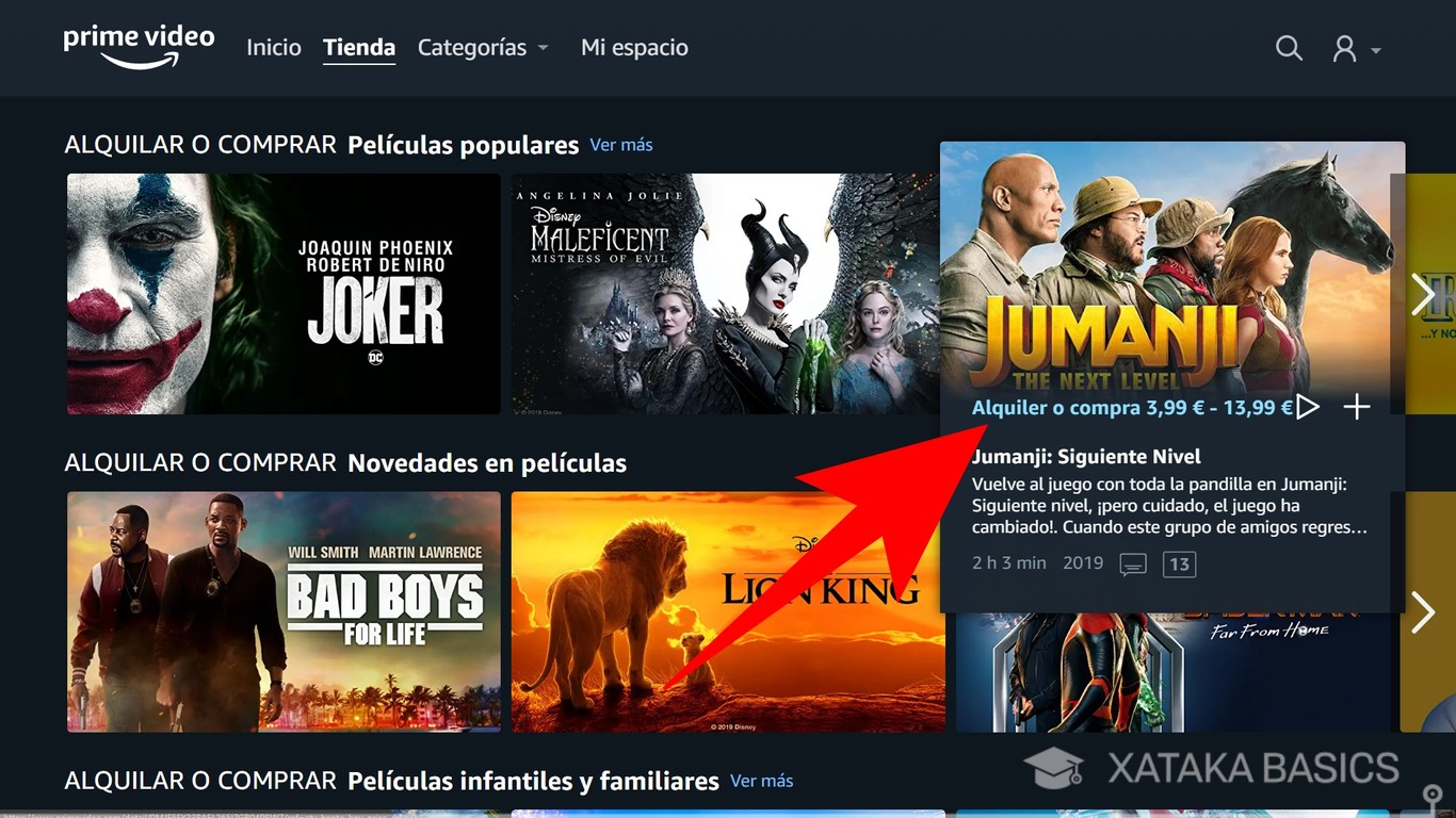 Cómo comprar o alquilar películas en Amazon Prime Video