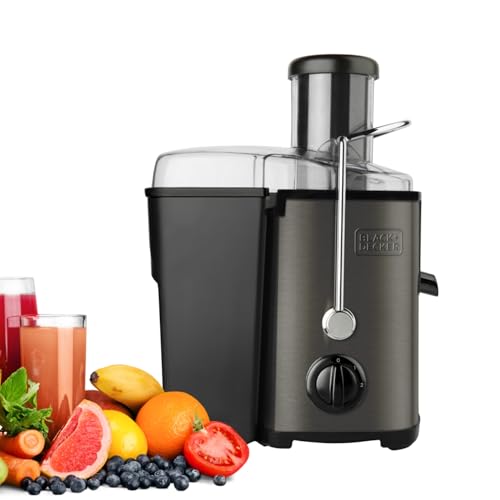 BLACK+DECKER - Licuadora 600W | 2 Velocidades | Boca Ancha 62mm | Depósito Zumo 0,55L & Pulpa 1,2L | Cuerpo Inox Antihuellas | Filtro Extraíble Inox | Sistema de Seguridad & Antigoteo