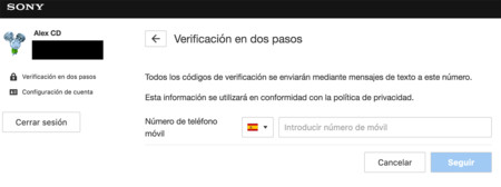 Verificación dos pasos PSN