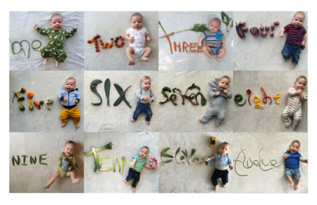 Una original forma de documentar el primer año del bebé... ¡con vegetales!