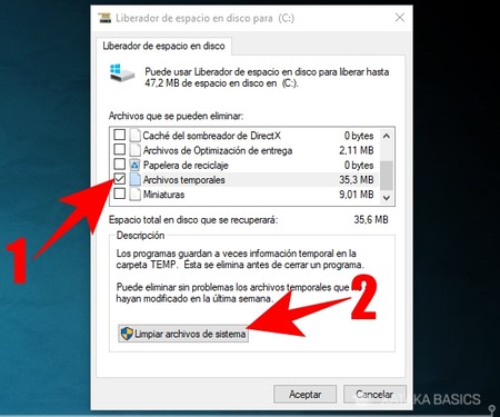 Eliminar archivos temporales windows 10