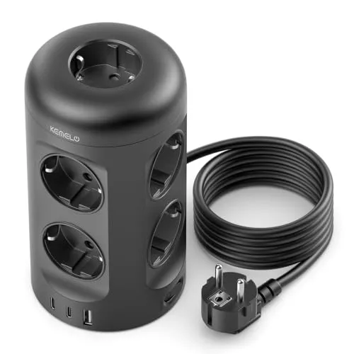 3M Regleta Enchufes con USB C, 12 en 1 Enchufe Multiple (9 AC y 3 USB), 3680W/16A